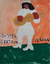 Gertrude Morgan Signed Outsider Painting on Canvas African American Folk Art