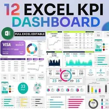 12 EXCEL KPI Data Dashboard | EXCEL Dashboard | Ready to use | Multipurpose use