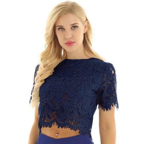 Sexy Mujeres Cuello Redondo Prendas para el torso Floral Encaje Blusa Camiseta Malla Transparente Camisetas sin mangas - Imagen 74 de 80