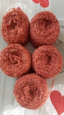 Lot de 5 Pelotes de Laine fantaisie Orange Rouille uni (360g) - Photo 1/4