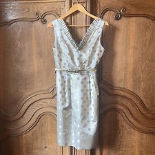 Eliza J Dress Jacquard Dress Gold Metallic Sleeveless Dress Size 8