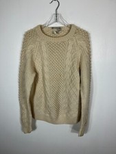 Handknit Irish Fisherman Sweater Wool Ivory Flair Harbour Medium 40" bust
