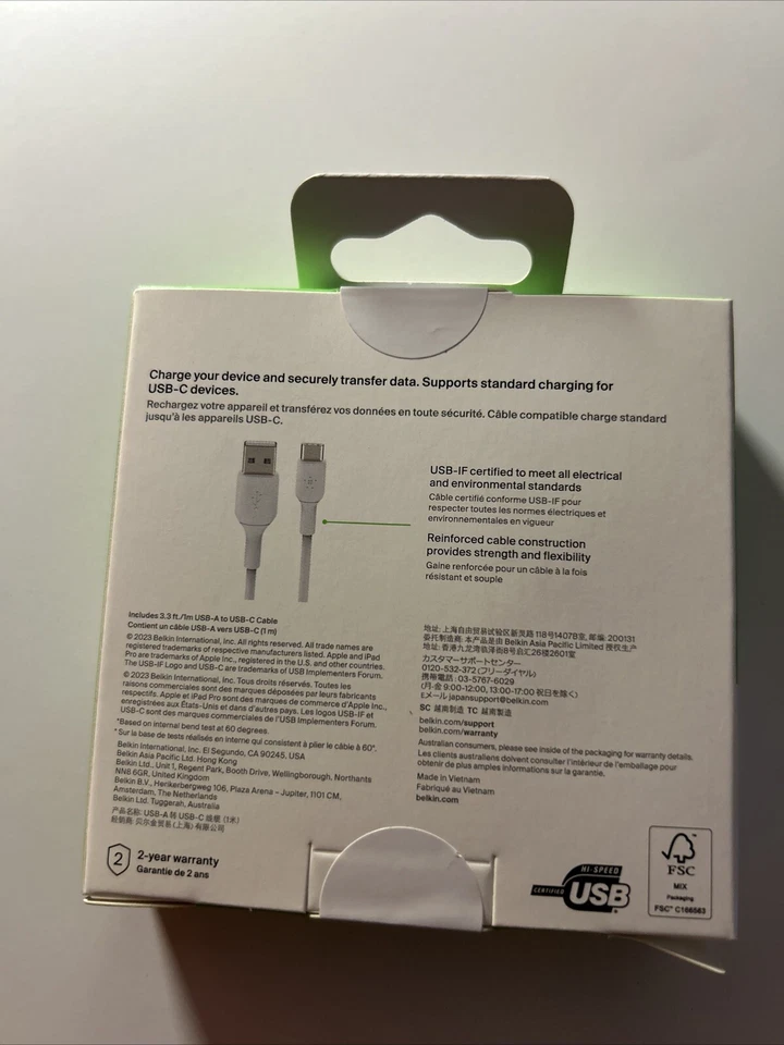 BELKIN USB-C TO USB-C CABLE BOOST CHARGE 1M TYPE C USB-IF CERTIFIED CAB003BT1MBK - Image 3 of 4