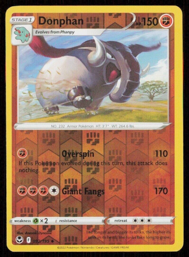 Pokemon - Donphan - 092/195 - Reverse Holo - Silver Tempest - NM/M