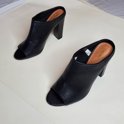 Mossimo Black heel pump block slide on Shoes 4" Open Toe Womens 9.5 *Minor Wear - Picture 2 of 19