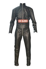 Unisex Custom Tailor Made Lambskin Leather Catsuit Bodysuit Costume 2 Way Zipper