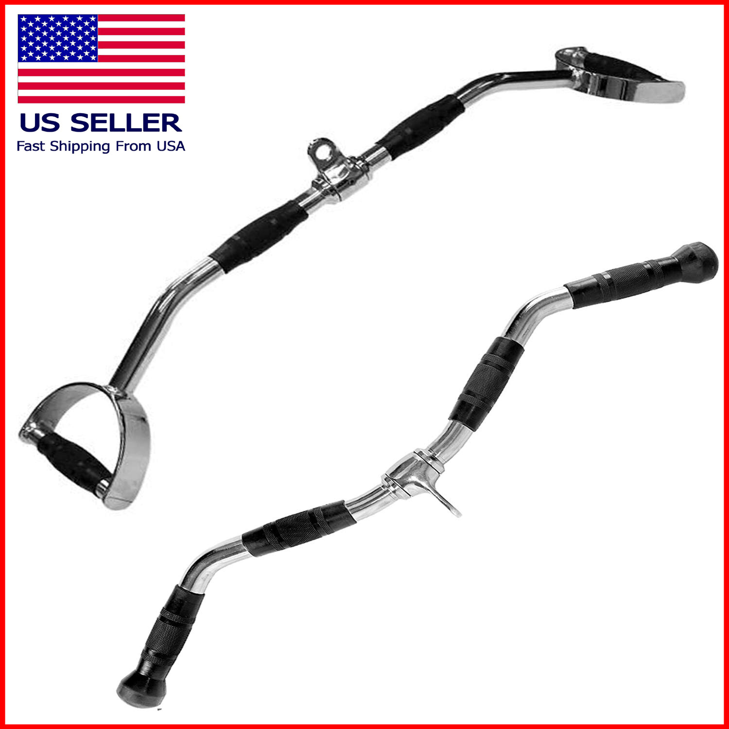 Accesorio de máquina de cable prensado tríceps 28 pulgadas Lat 30 pulgadas barras de gimnasio desplegables