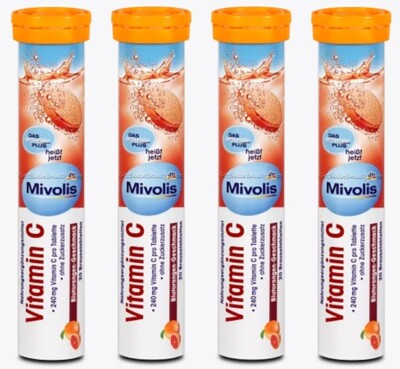 4 X 20 pcs MIVOLIS VITAMIN C EFFERVESCENT TABLETS ACTION