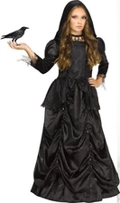 Evil Wicked Queen CHILD Girls Costume NEW Black Hooded Dress Gothic