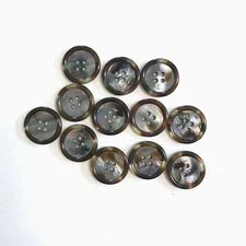 12 Buttons Pearlized Iridescent Dark Brown Plastic 4-Hole Sew Sewing 20 mm #BR22