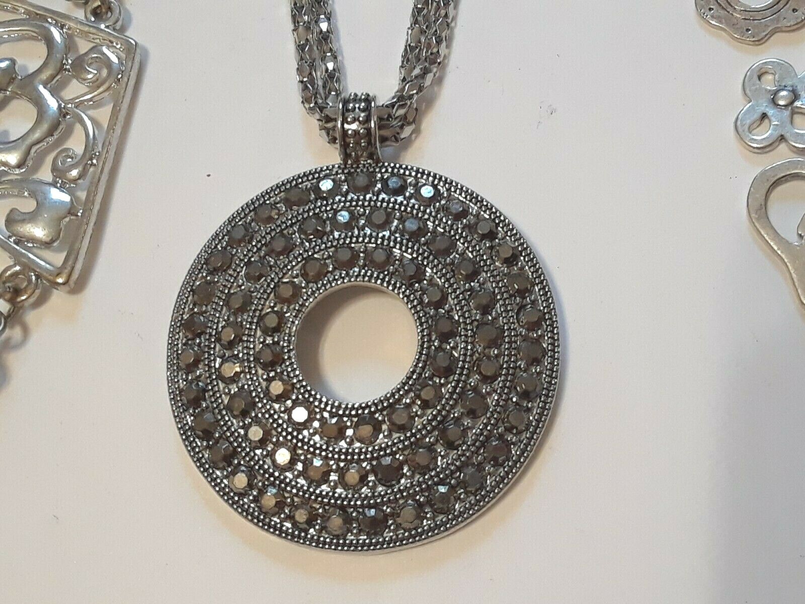 Silver tone necklaces. statement, pendant, large … - image 6