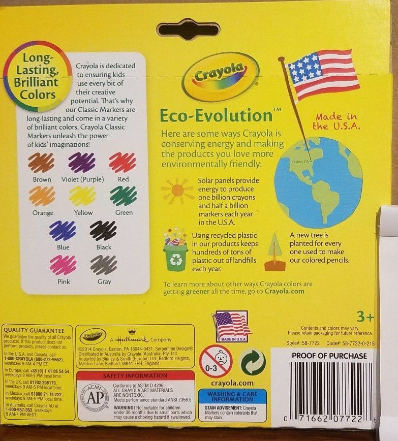 Crayola 10 Ct Classic Broad Line Markers|BRAND NEW|SHIPS WORLDWIDE|USA SELLER