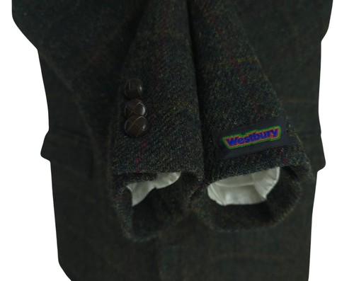 Harris Tweed Westbury Mens Dark Green Wool Blazer Jacket Size EU 27 (XXL) - Picture 9 of 14