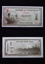 French Indochina 1 Piastre ND 1945-1951 h9210 P76 Vietnam Cambodia Laos