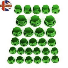30pcs Motorcycle Green Plastic Hexagon Socket Screw Covers Bolt Nut Cap Cover
