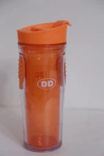 Dunkin Donuts 16oz Orange Travel Drink Mug Tumbler 2011