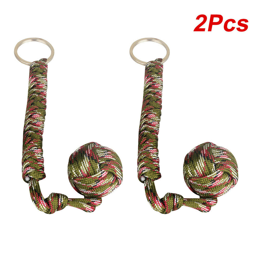 2 Pack Outdoor Paracord Keychain Lanyard Hiking Emergency Survival
