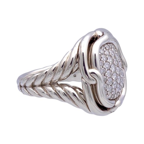 David Yurman Labirinto Argento Sterling 1,00 ct. Anello Pavè di Diamanti - Foto 5 di 8