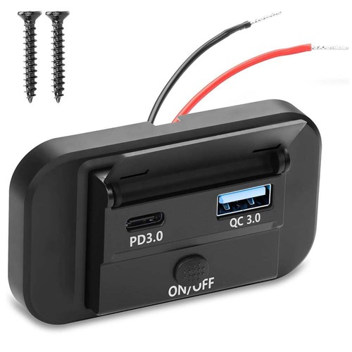 12V USB QC3.0 & PD Dual Port Car Fast Charger Socket Power Outlet On-Off Switch - Picture 5 of 10