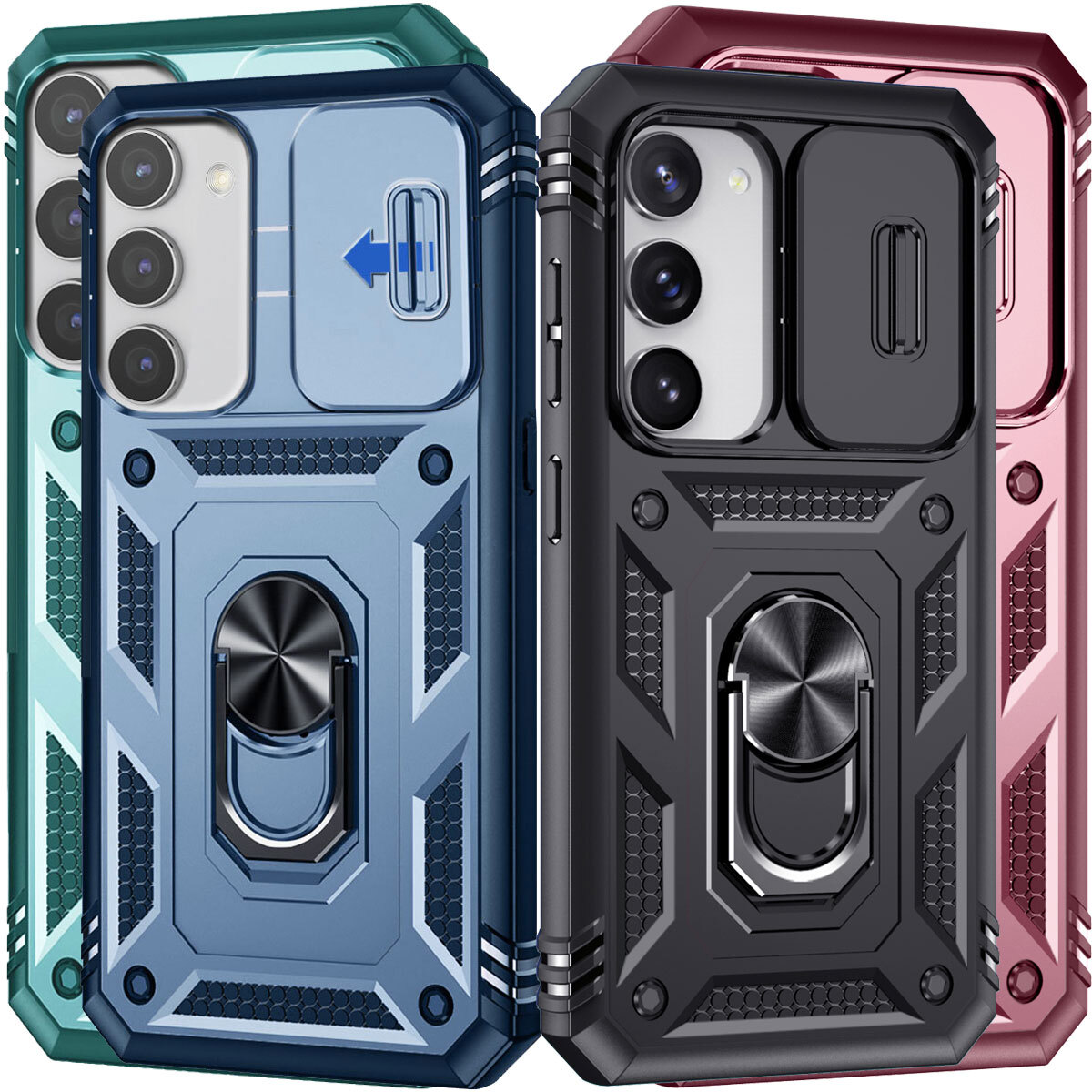 Durable Ring Camera Lens Slide Case for Samsung Galaxy S23 Ultra/Plus/FE 5G Protection