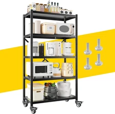 5-Tier Storage Shelves with Wheels, Heavy Duty Wire Shelving Unit 1158LBS Capaci