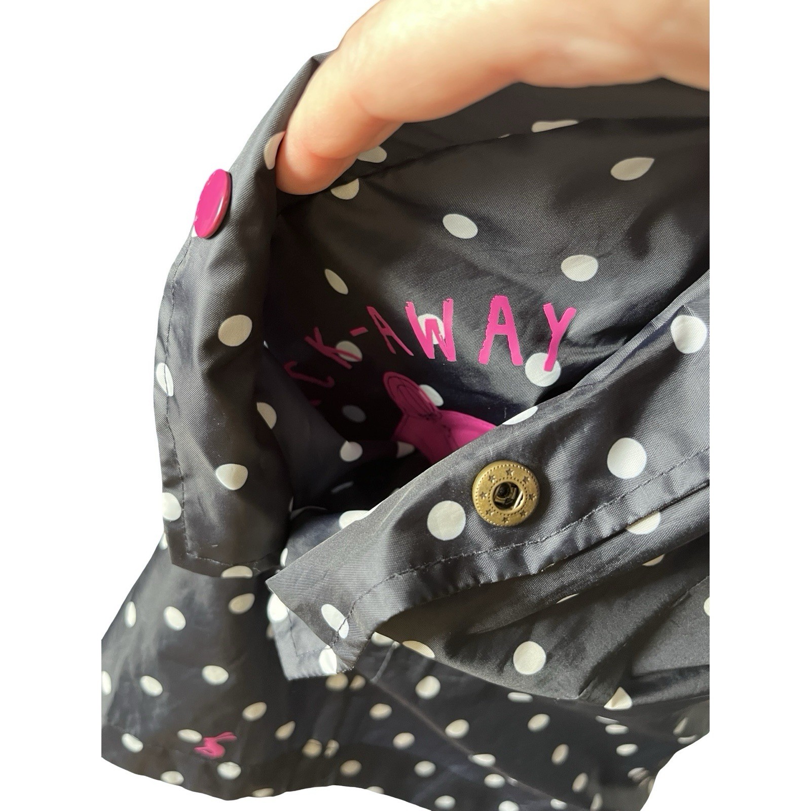 Joules Right as Rain Collection Navy Blue Polka Dot Rain Jacket Womens Size 6 image 6