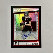 2022 Panini Score Drake London RC #379 Rookie Auto Black Gem Masters TRUE 1/1