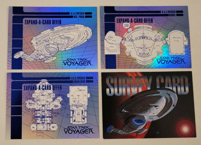 1995 STAR TREK VOYAGER Complete EXPAND-A-CARD OFFER CHASE SET X1 -X3 + SURVEY NM