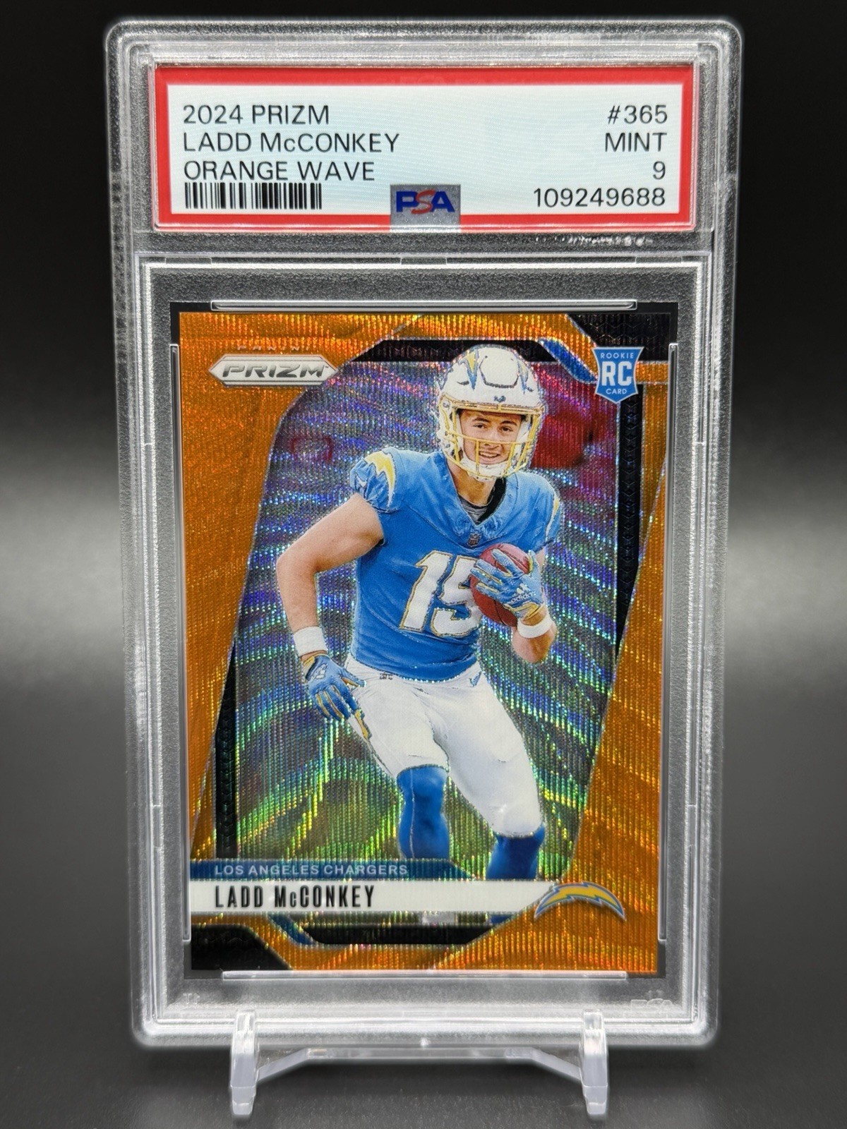2024 Panini Prizm - Rookies Ladd McConkey #365 Orange Wave Prizm /60 (RC)