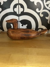 Primitive Folk Art MCM Hand Carved Wood Hunting Wooden Duck Decoy