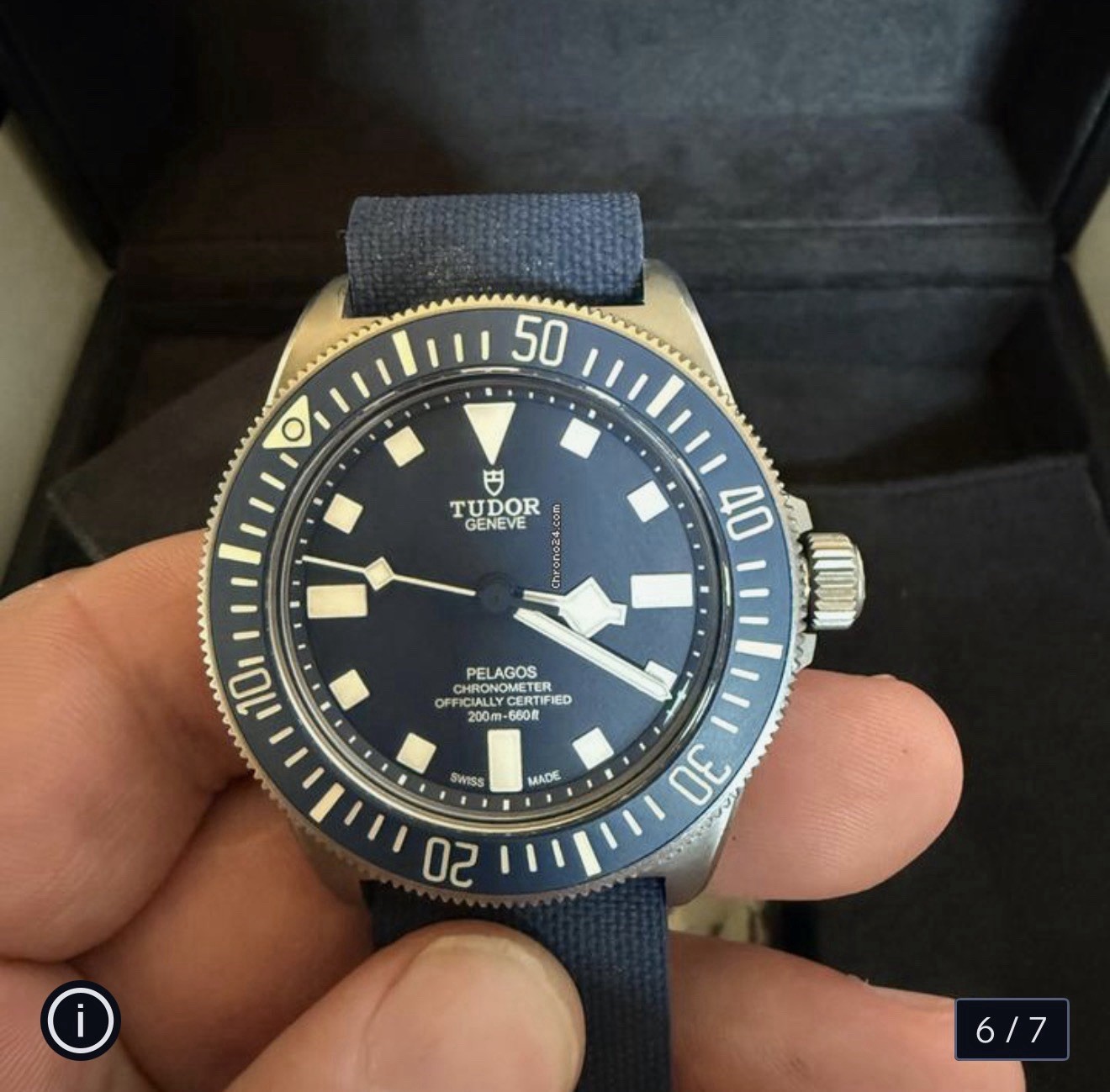 TUDOR Pelagos FXD Automatic Diver 42mm Titanium Blue Dial Fabric Strap Box image 3