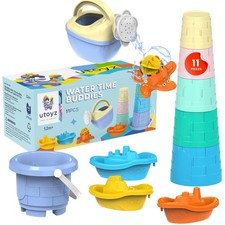 Water Time Buddies   11pcs Toddler Water Toy Set with Watering Can, Boats, To...