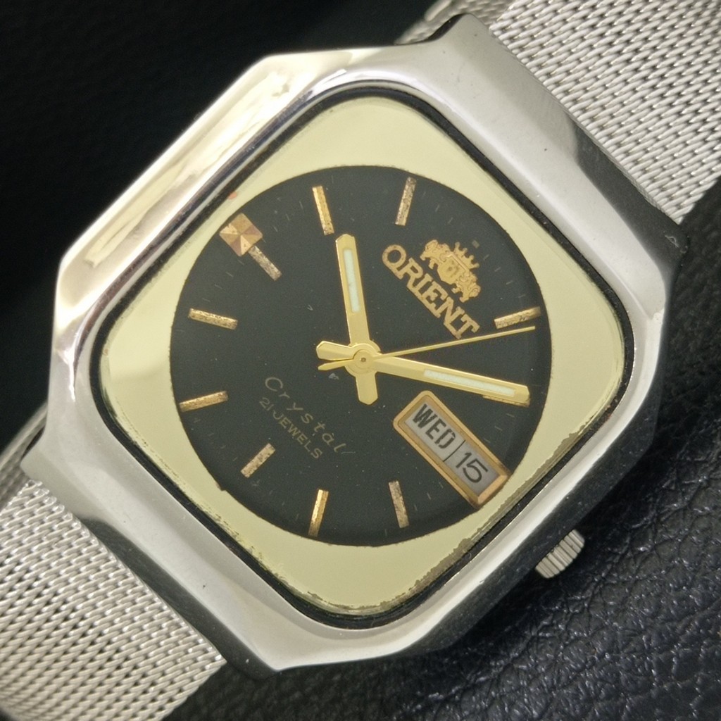 a703474-1 AUTOMATIC WATCH ORIGINAL DIAL VINTAGE JAPAN MENS 46941 ORIENT CRYSTAL - vintagewatches.pk