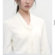G.Ideas V-Neck Tie Blouse White Size M New