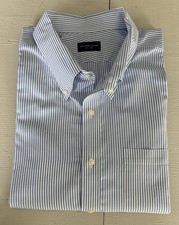 Proper Cloth Men s Blue White Stripe Long Sleeve Dress Shirt Sz 18.5/33