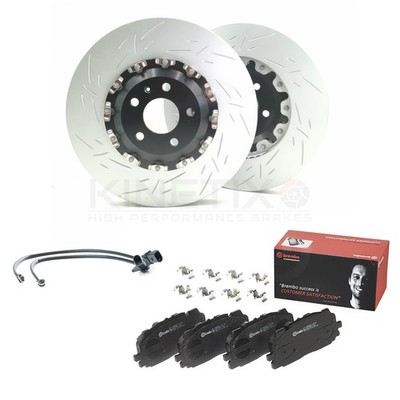 FÜR AUDI RS4 RS5 B9 GERILLT VORNE 2 STÜCK SCHWIMMENDE BREMSSCHEIBEN BREMBO BELÄGE 375mm