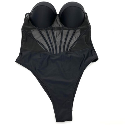 Fashion Nova Women One Piece Swimsuit 2X Sexy Mesh Contouring Goth Glam Chic