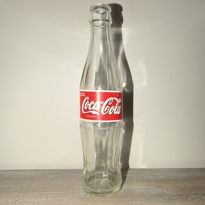 Coca-Cola 0.33 L Clear Glass Soda Bottle Red & White Label Advertising