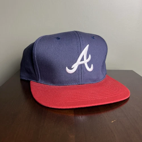 Vintage Atlanta Braves Hat Blue Red Snap Back 90s Cap MLB Baseball Sports
