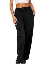 Cargo Pants Women High Waisted Parachute Hiking Pants with 4 Pockets Lightwei...