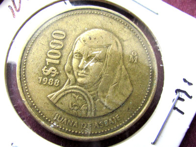 1988 MEXICO 1000 PESOS COIN  Condition - XF+   #me5