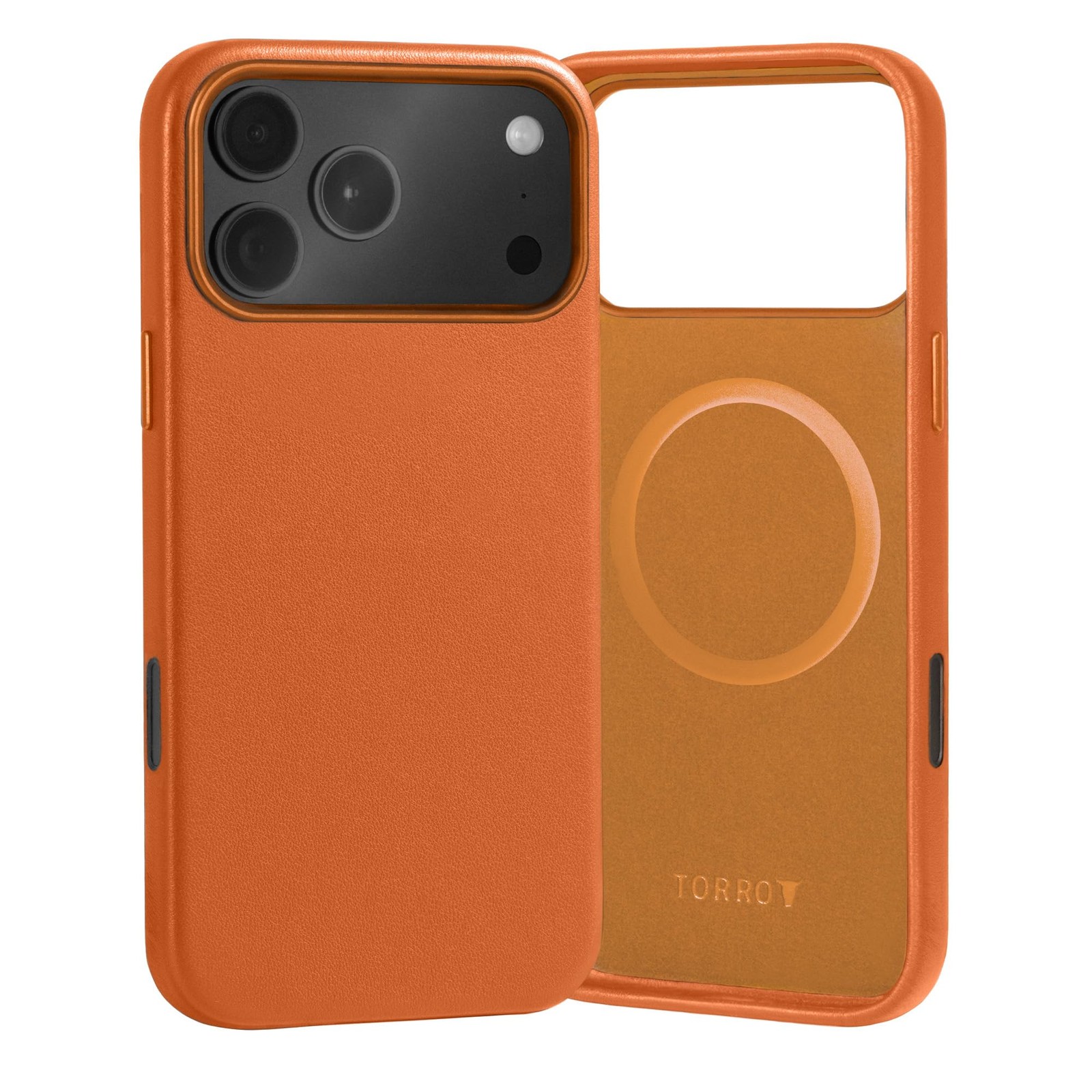 Coque en cuir pour iPhone 17 Pro Max 6.9 2025 de couleur noir grainé