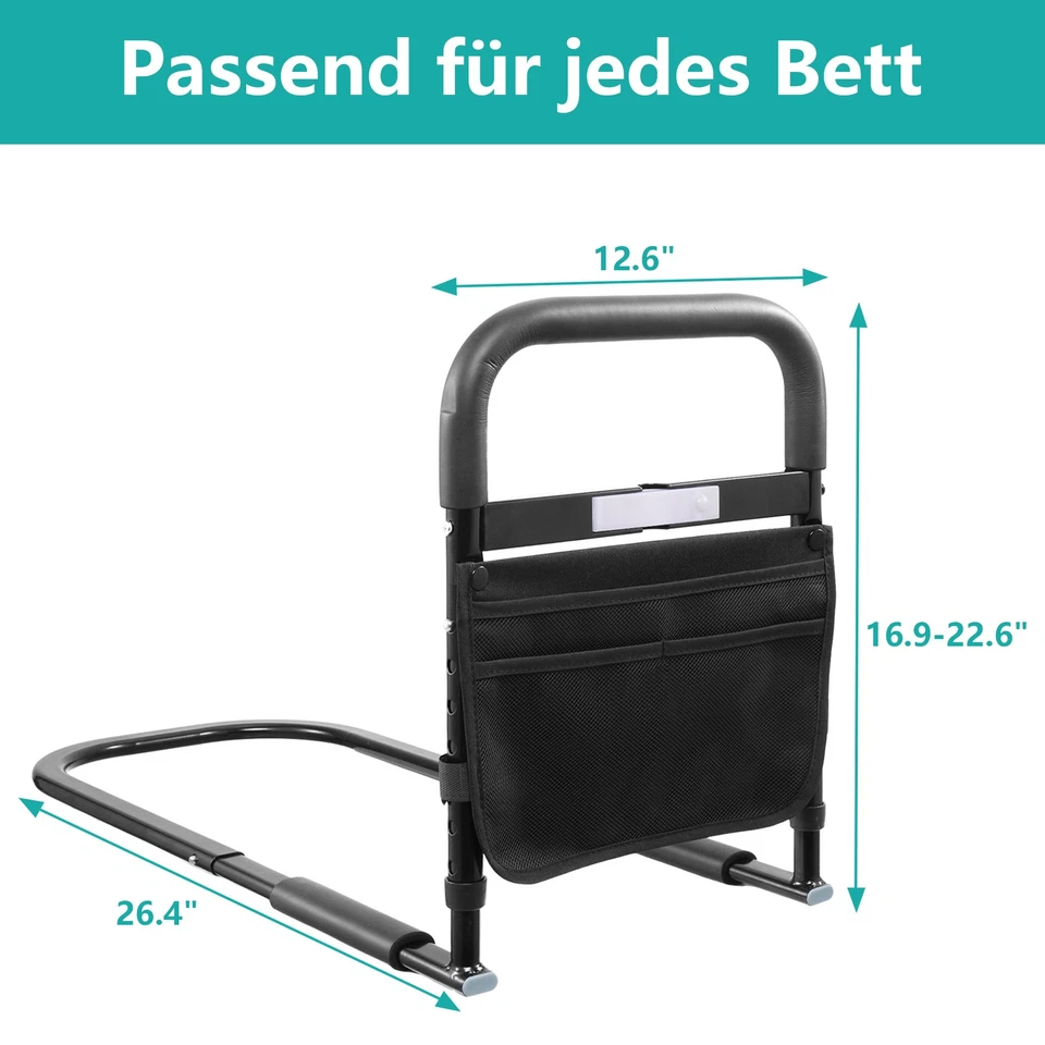 Bettgittergriffe Aufstehhilfe Bett Höhenverstellbar Haltegriffe LED Für Senioren - Bild 4 von 4