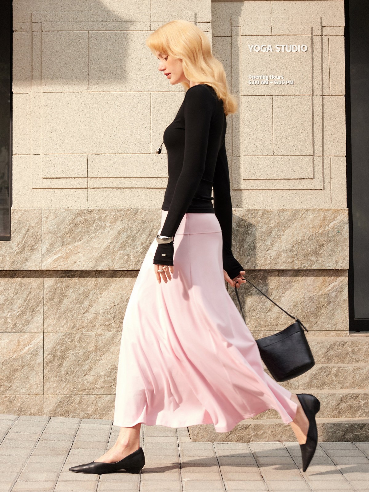 OGL Mid Rise Flare Circle Midi Skirt with Pockets