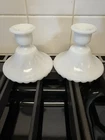 Milk Glass Candlesticks Pair Vintage 3 1/2”
