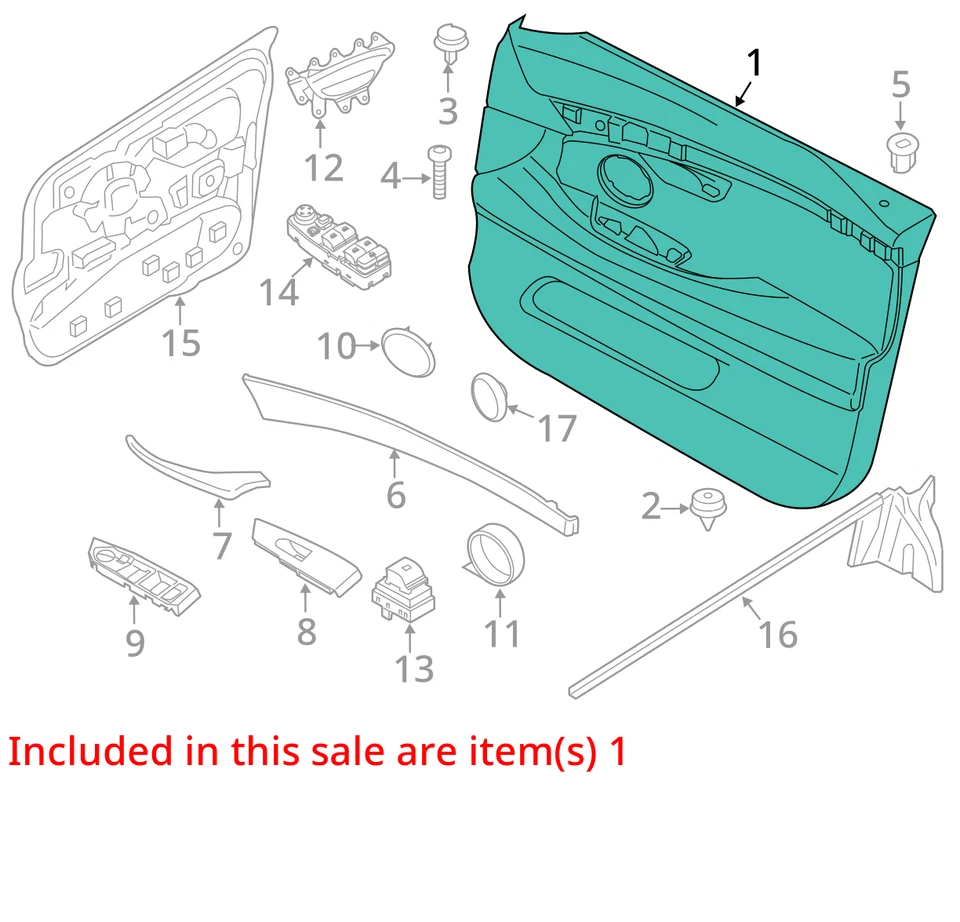 Fits 2010 - 2017 BMW 535I GT Front LH Driver Door Trim Panel Beige OEM - Image 4 of 4
