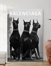 Hund Designer Dobermann Mode Leinwand Bild-gerahmter Druck-Poster Papier-Wandbild