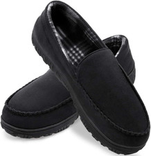 Mens Slippers Microsuede Moccasin Memory Foam House Shoes