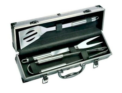 EDELSTAHL BARBECUE SET GRILLBESTECK  BOB  IN ALUMINIUM KOFFER NEU/OVP SUPER!!!