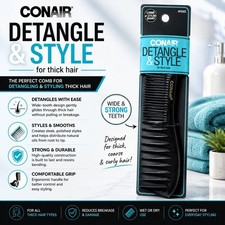 Conair Detangle Style Wide Tooth Lift Comb Thick Hair Wet Dry Styling Comb